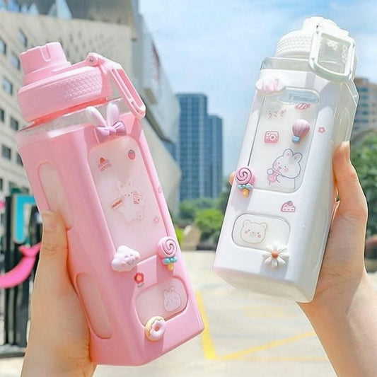 700ml Kawaii Water Bottle with Lid and Straw